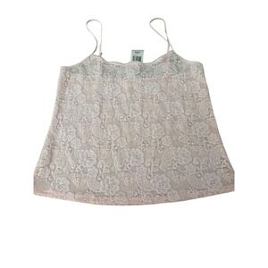 Morgan Taylor Intimates Floral Lace Camisole Blush Pink Top LG NWT Flirty Sexy